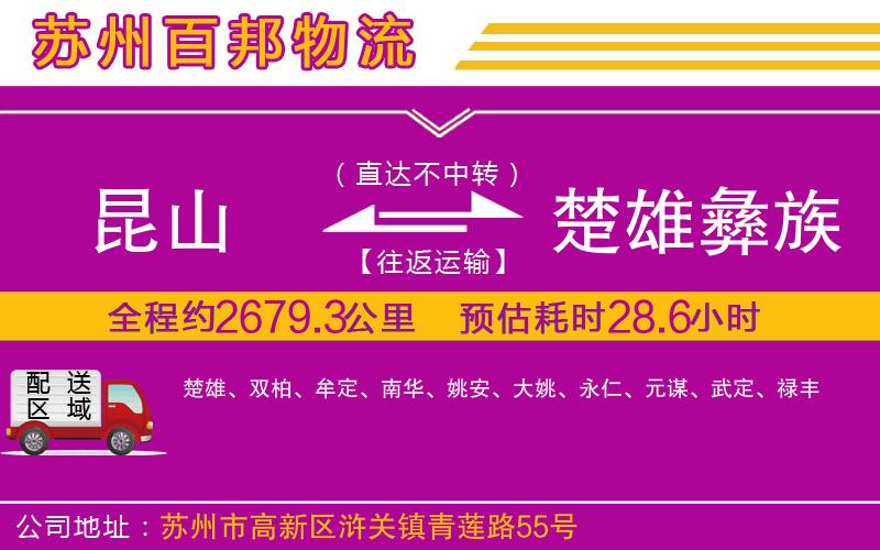 昆山到楚雄彝族自治州物流公司