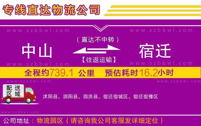 中山到宿遷物流專線