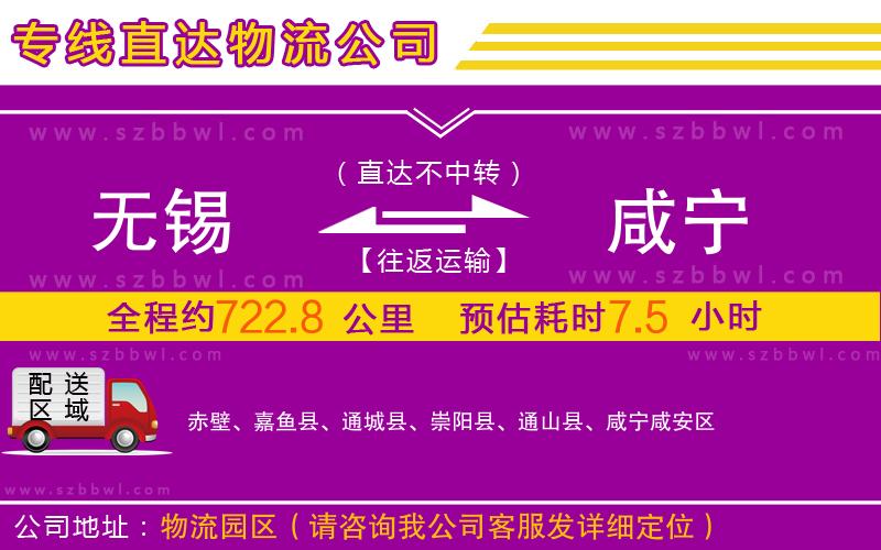 無錫到咸寧物流公司