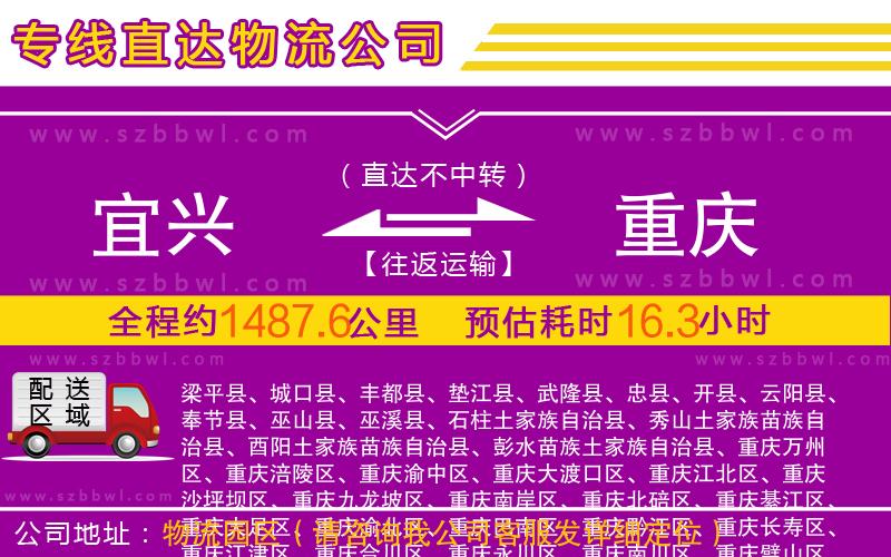 宜興到重慶物流專線