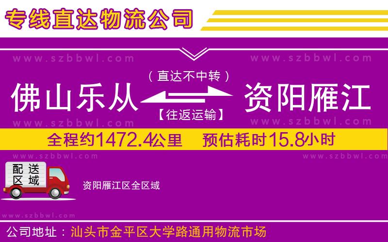 佛山樂從鎮(zhèn)到資陽(yáng)雁江區(qū)物流專線