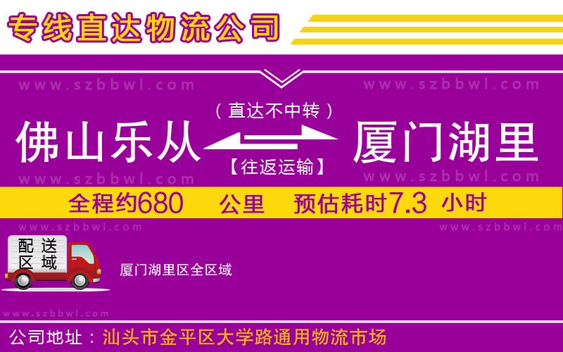 佛山樂從鎮(zhèn)到廈門湖里區(qū)物流專線