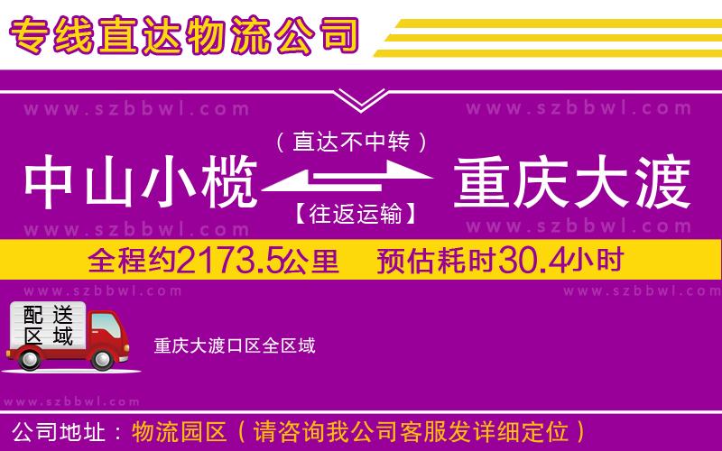 中山小欖到重慶大渡口區(qū)物流專線