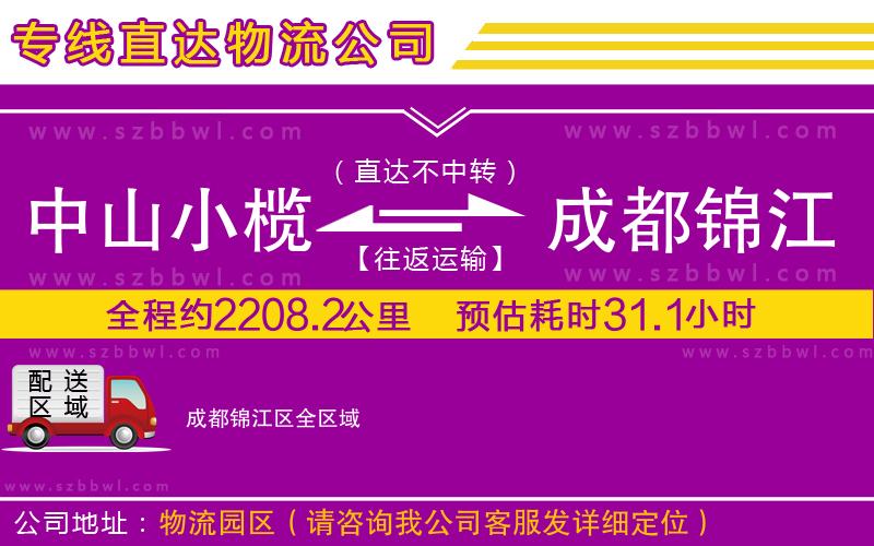中山小欖到成都錦江區(qū)物流專線