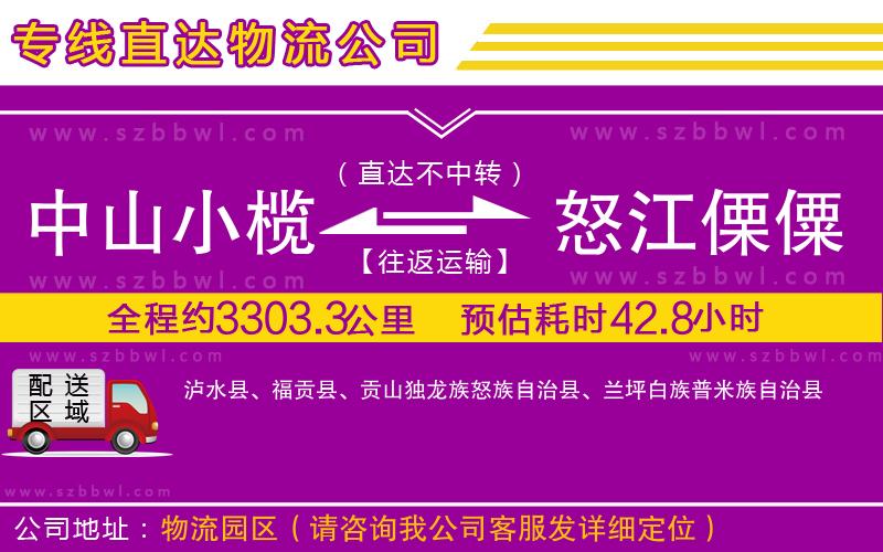 中山小欖到怒江傈僳族自治州物流公司