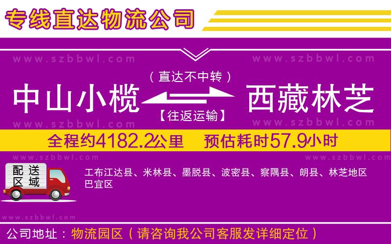 中山小欖到西藏林芝地區(qū)物流專線