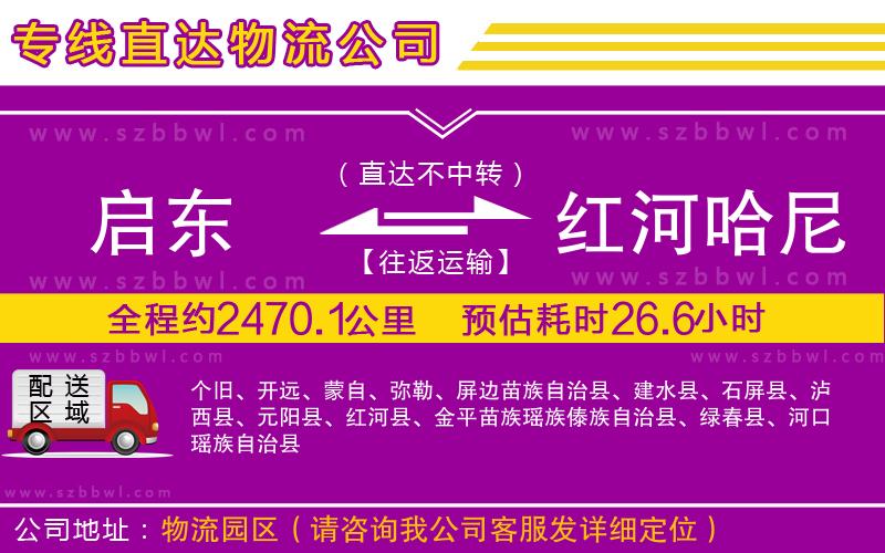 啟東到紅河哈尼族彝族自治州物流專線
