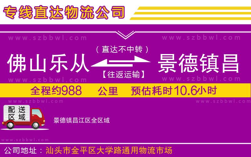 佛山樂從鎮(zhèn)到景德鎮(zhèn)昌江區(qū)物流專線