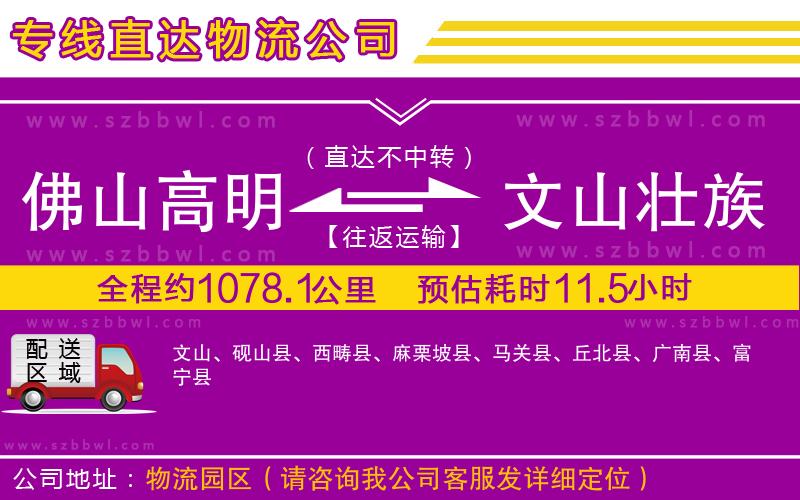 佛山高明區(qū)到文山壯族苗族自治州物流專線