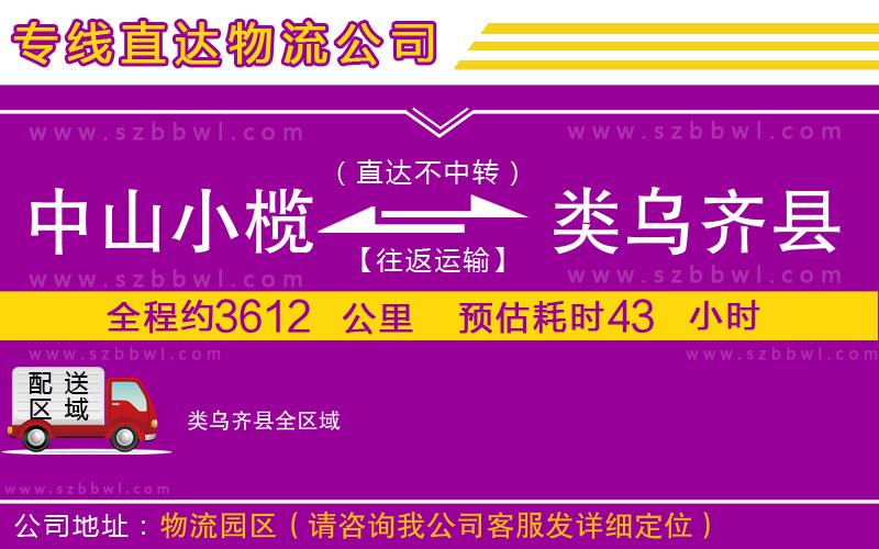 中山小欖到類烏齊縣物流專線