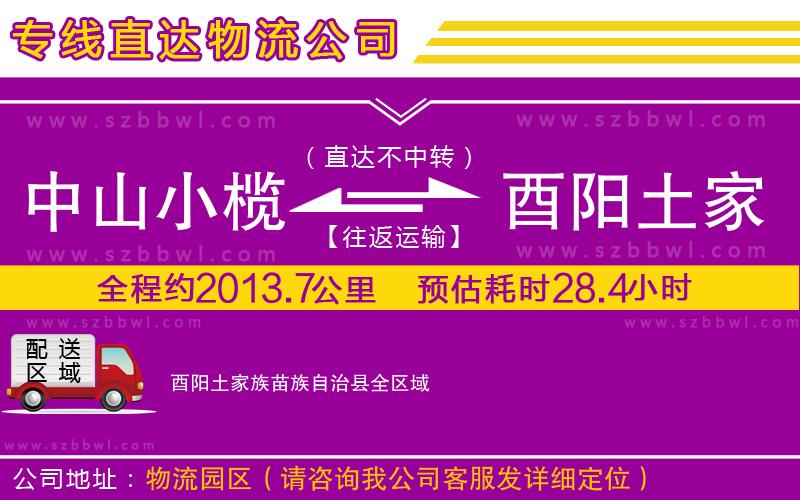 中山小欖到酉陽土家族苗族自治縣物流專線
