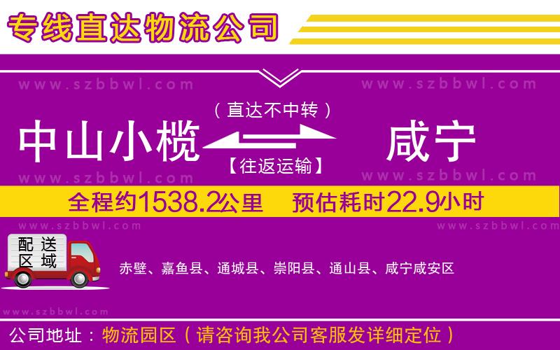 中山小欖到咸寧物流公司