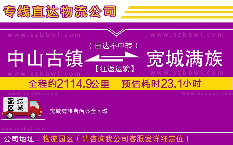 中山古鎮(zhèn)到寬城滿(mǎn)族自治縣物流專(zhuān)線(xiàn)