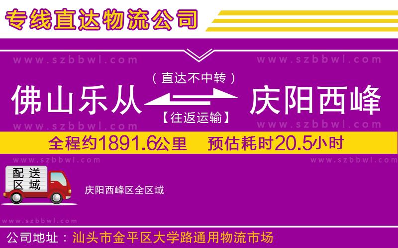 佛山樂從鎮(zhèn)到慶陽西峰區(qū)物流專線