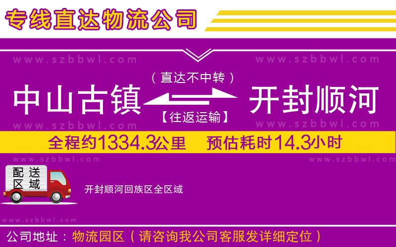 中山古鎮(zhèn)到開封順河回族區(qū)物流專線