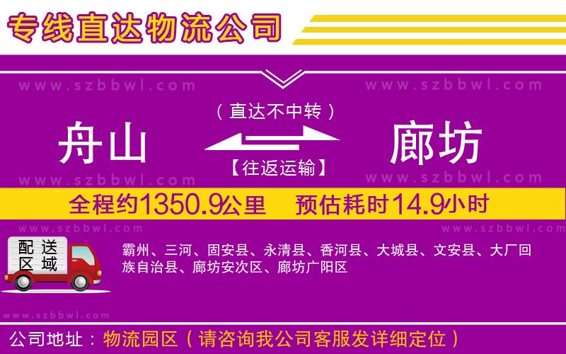 舟山到廊坊物流公司