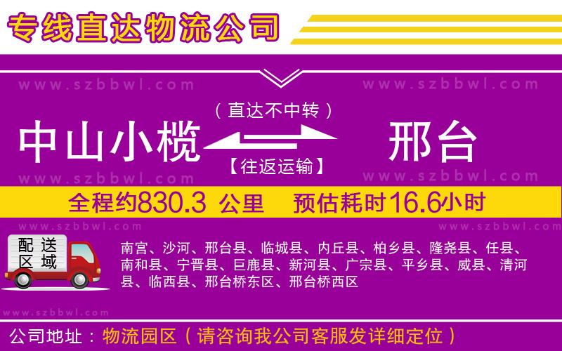 中山小欖到邢臺物流專線