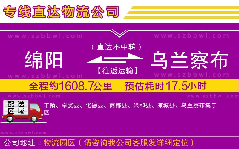 綿陽到烏蘭察布物流公司