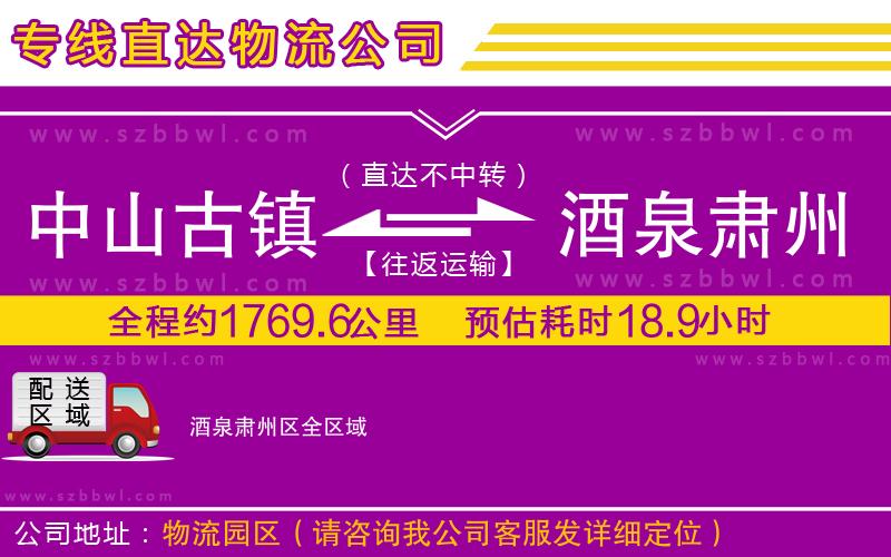 中山古鎮(zhèn)到酒泉肅州區(qū)物流公司