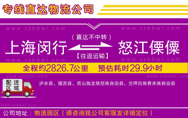 上海閔行區(qū)到怒江傈僳族自治州物流公司