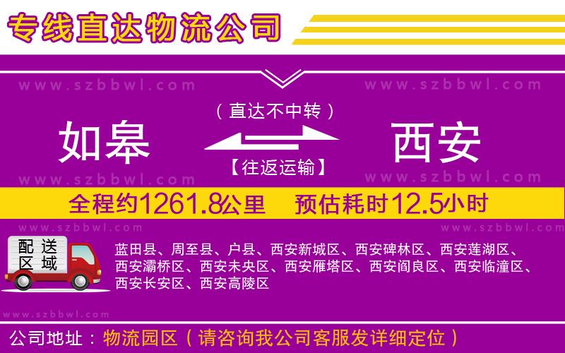 如皋到西安貨運(yùn)專線