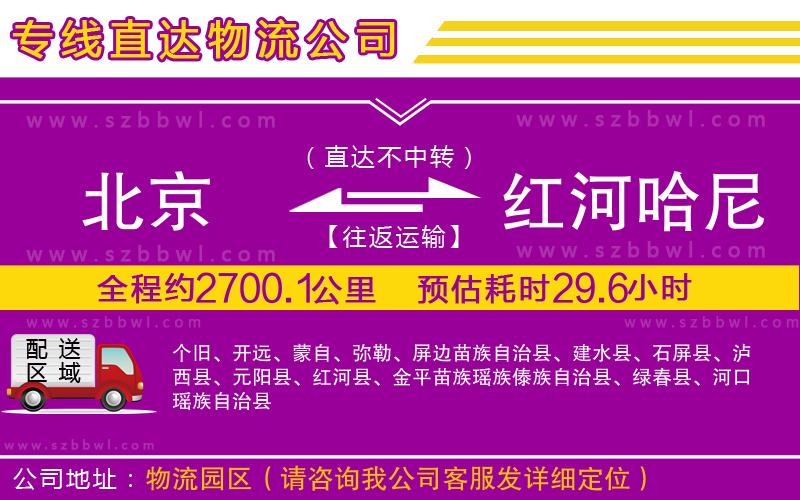 北京到紅河哈尼族彝族自治州貨運(yùn)專線