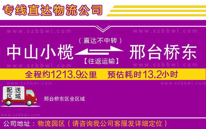 中山小欖到邢臺橋東區(qū)物流專線