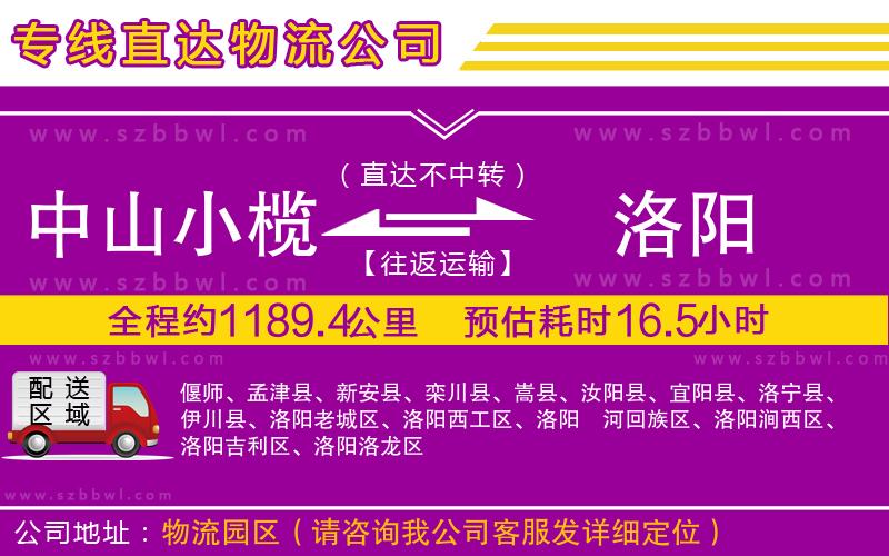 中山小欖到洛陽物流專線
