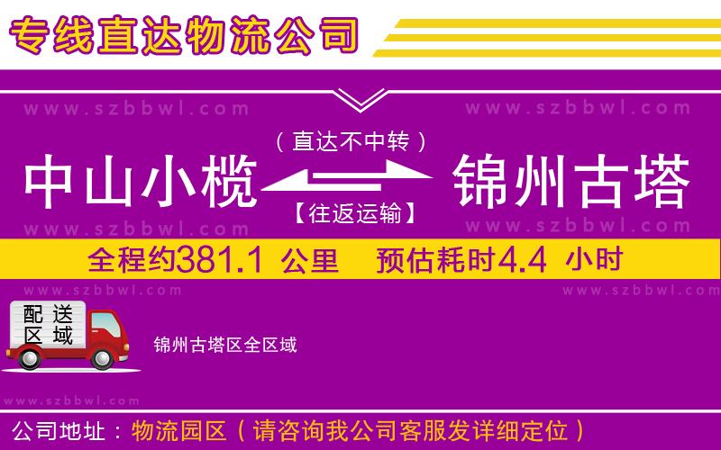 中山小欖到錦州古塔區(qū)物流專線