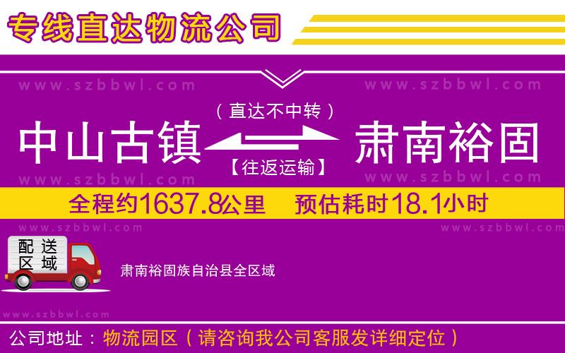 中山古鎮(zhèn)到肅南裕固族自治縣物流專線