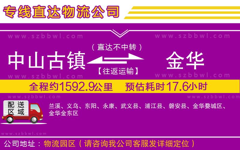 中山古鎮(zhèn)到金華物流專線