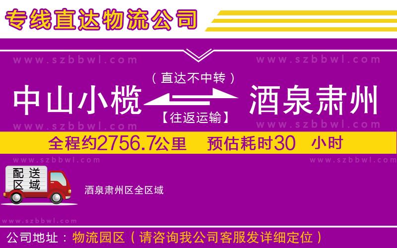 中山小欖到酒泉肅州區(qū)物流專線