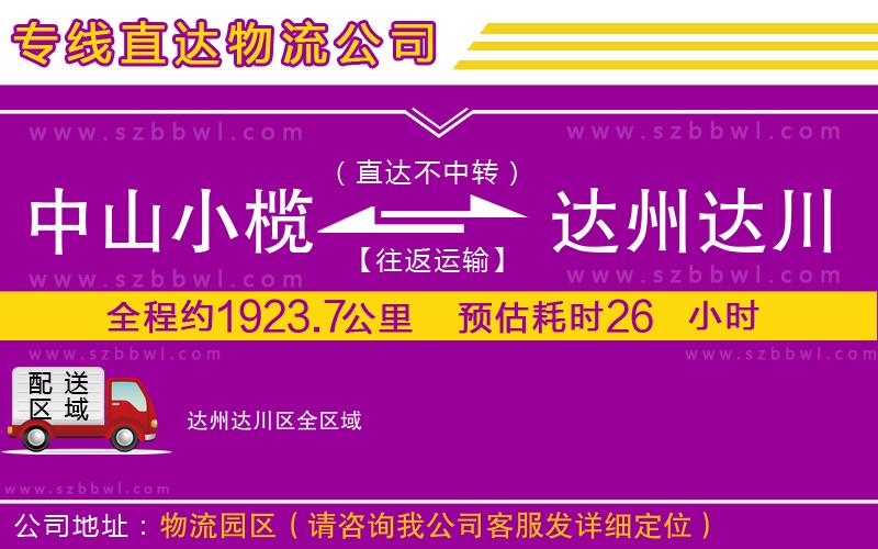 中山小欖到達(dá)州達(dá)川區(qū)物流專線