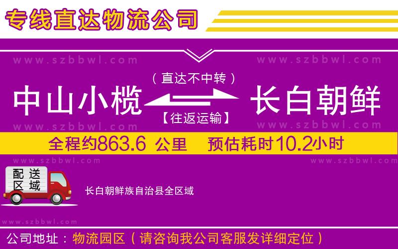 中山小欖到長(zhǎng)白朝鮮族自治縣物流專線