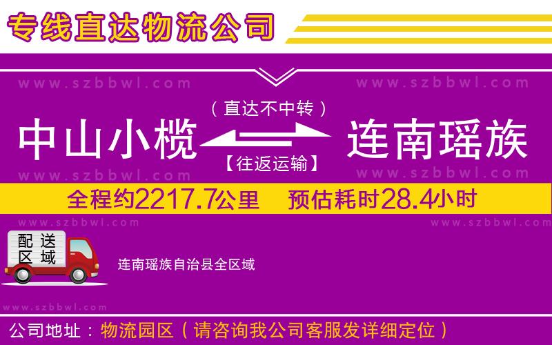 中山小欖到連南瑤族自治縣物流專線