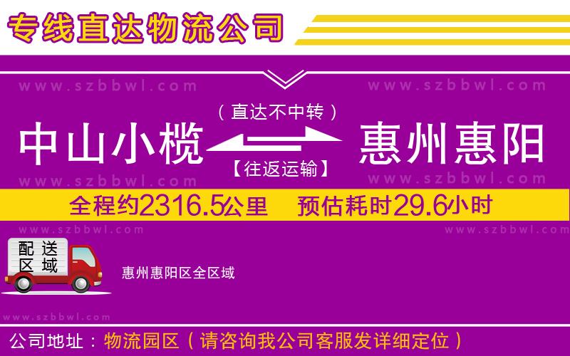 中山小欖到惠州惠陽(yáng)區(qū)物流專線