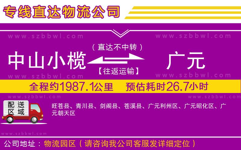 中山小欖到廣元物流專線
