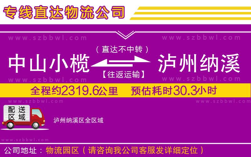 中山小欖到瀘州納溪區(qū)物流專線