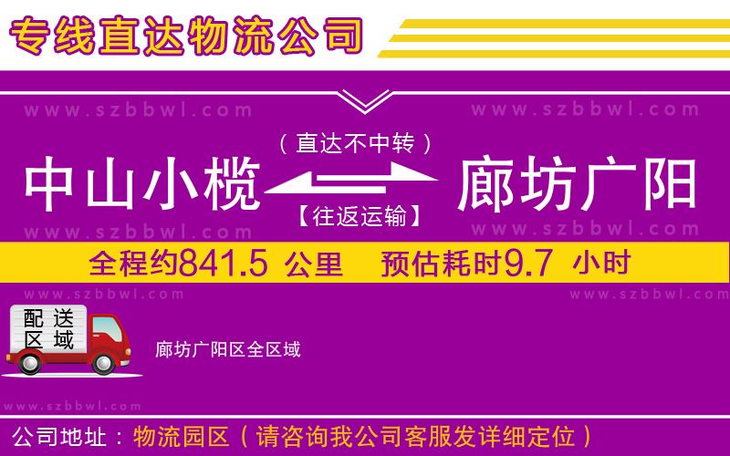 中山小欖到廊坊廣陽區(qū)物流專線