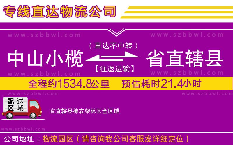 中山小欖到省直轄縣神農(nóng)架林區(qū)物流專線
