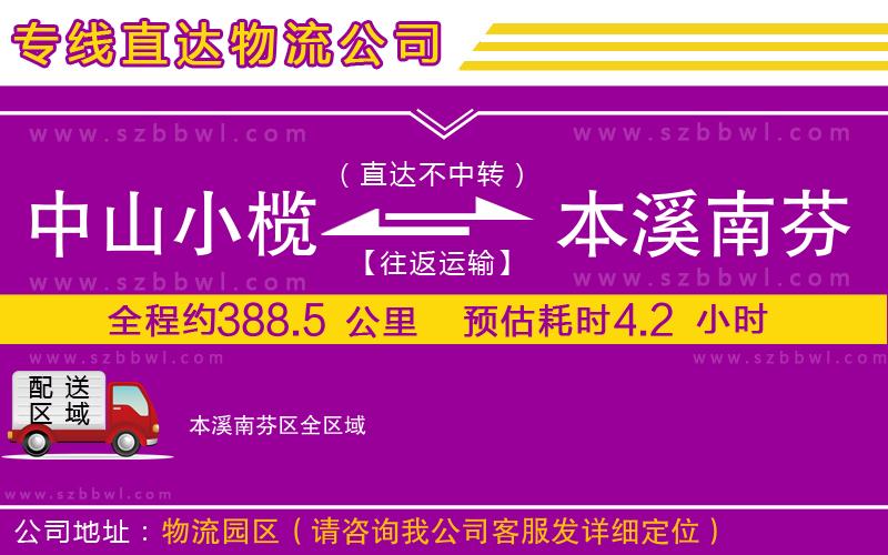 中山小欖到本溪南芬區(qū)物流專線