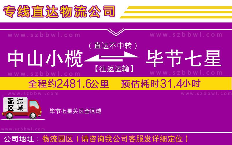 中山小欖到畢節(jié)七星關(guān)區(qū)物流專線